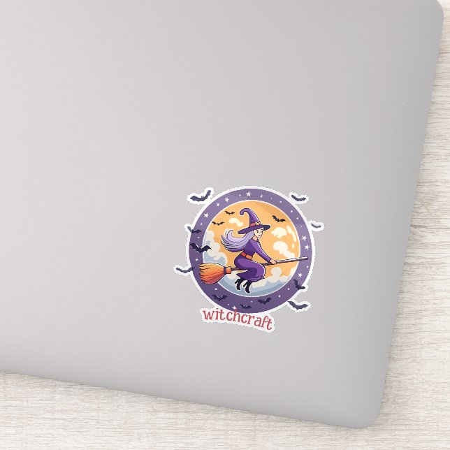 Round Halloween Hexe Aufkleber (Detail)