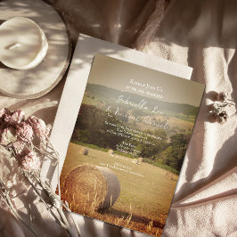 Round Hay Bales Farm Wedding Einladung