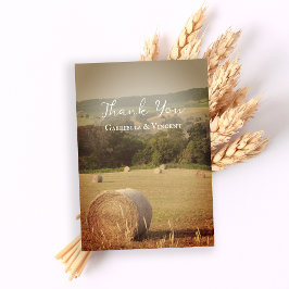 Round Hay Bales Farm Wedding Vielen Dank Dankeskarte
