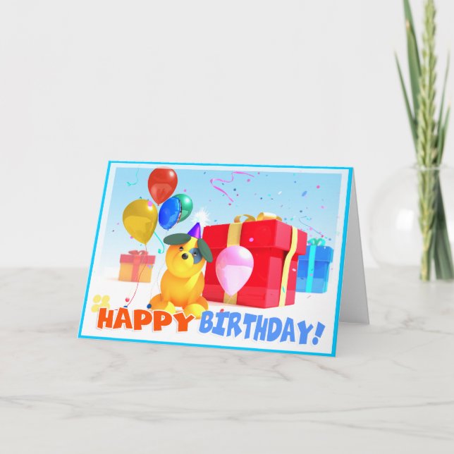 Round Hund Birthday Card Karte (Vorderseite)