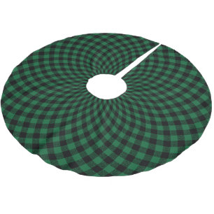 Round Hunter Green Kariert Karo Polyester Weihnachtsbaumdecke