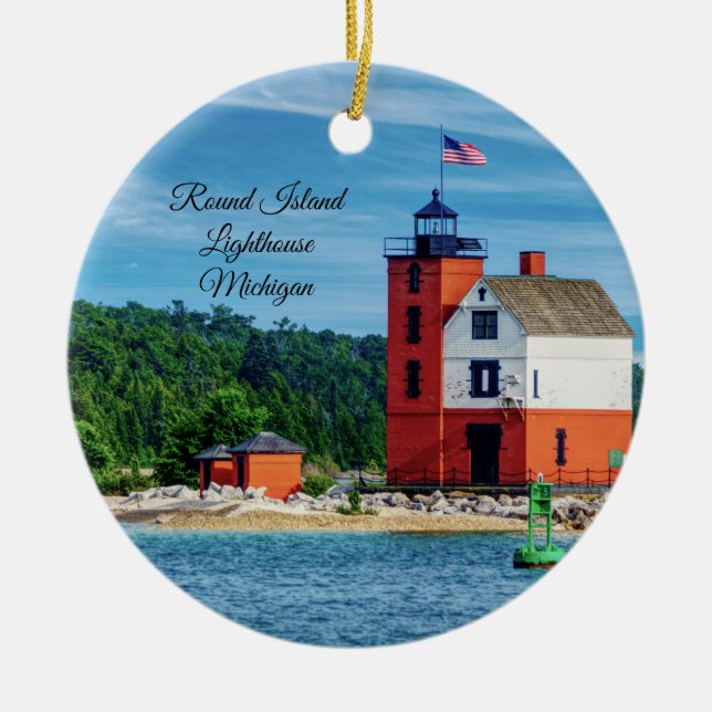 Round Island Lighthouse Keramik Ornament (Vorne)