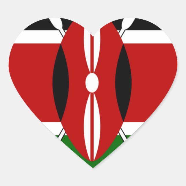 Round Kenyan Motif: Ein nationales Symbol Herz-Aufkleber (Vorderseite)