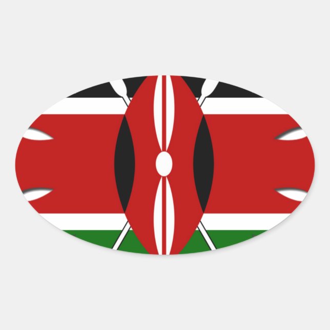 Round Kenyan Motif: Ein nationales Symbol Ovaler Aufkleber (Vorderseite)