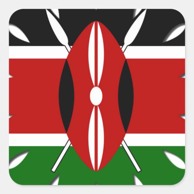 Round Kenyan Motif: Ein nationales Symbol Quadratischer Aufkleber (Vorderseite)