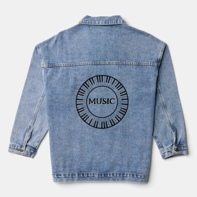 Round Keyboard Music Design Denim Jacket Jeansjacke (Rückseite)
