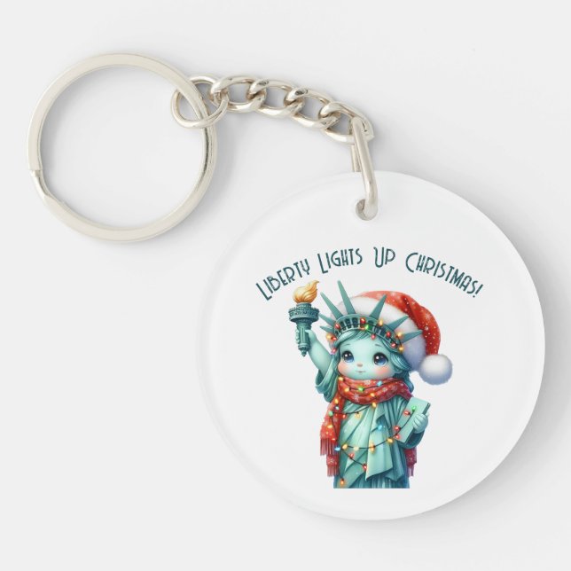 🔑 Round Keychain - Liberty Lights Up Christmas! Schlüsselanhänger (Vorderseite)
