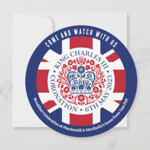 Round KING CHARLES III CORONATION Watch Party Einladung