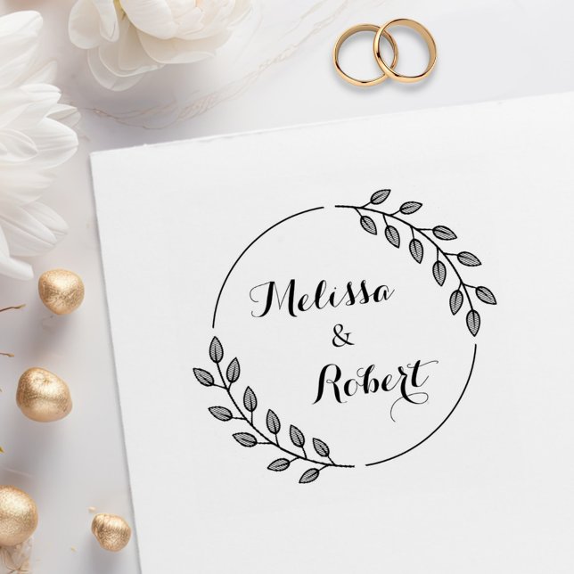 Round Leaves Wreath Custom Names Gummistempel (Von Creator hochgeladen)