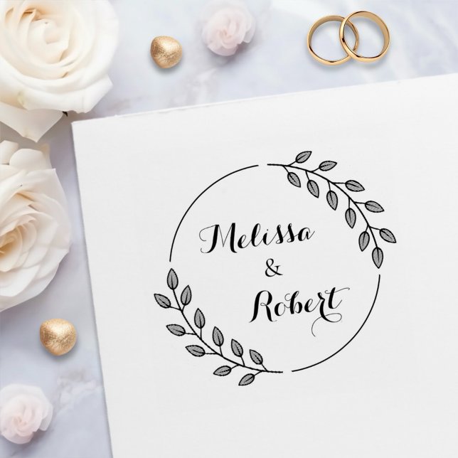Round Leaves Wreath Custom Names Permastempel (Von Creator hochgeladen)