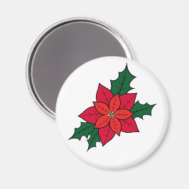 Round Magnet mit roter Weihnachtsfeier