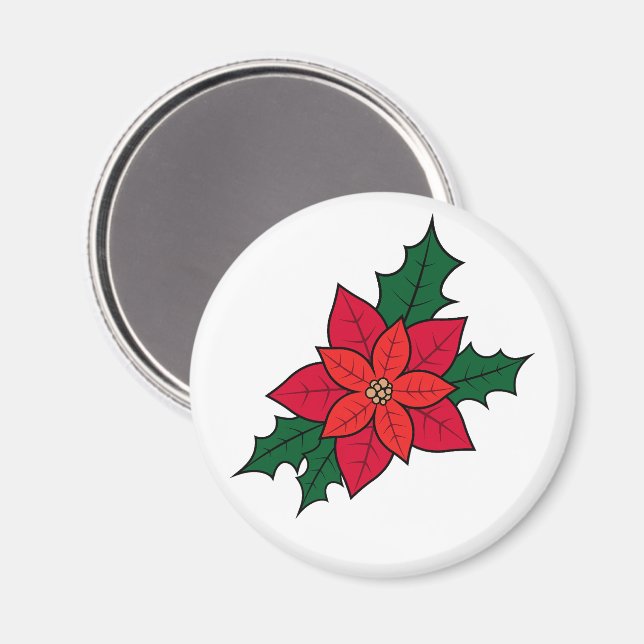 Round Magnet mit roter Weihnachtsfeier (Vorderseite/Rückseite)