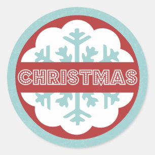 Round Modern Blue Merry Little Christmas Runder Aufkleber