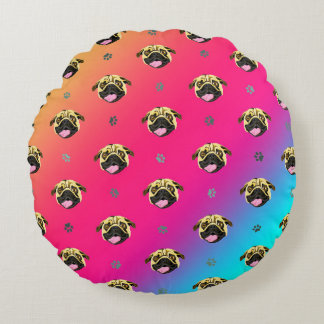 Round Mops Print Cishings Rundes Kissen