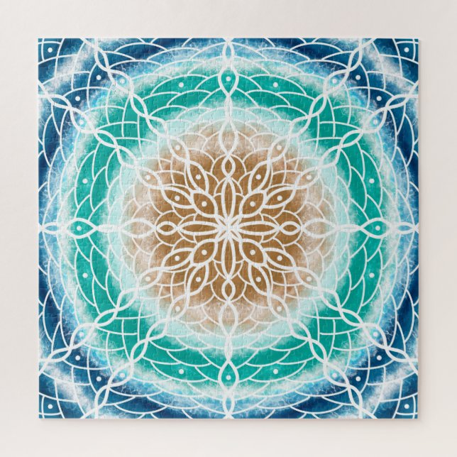 Round Ocean Waves Mandala Puzzle (Vertikal)