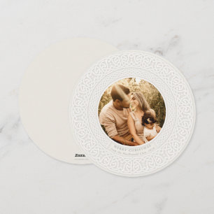 Round Oyste + Off White Celtic Holiday Foto Card Feiertagskarte