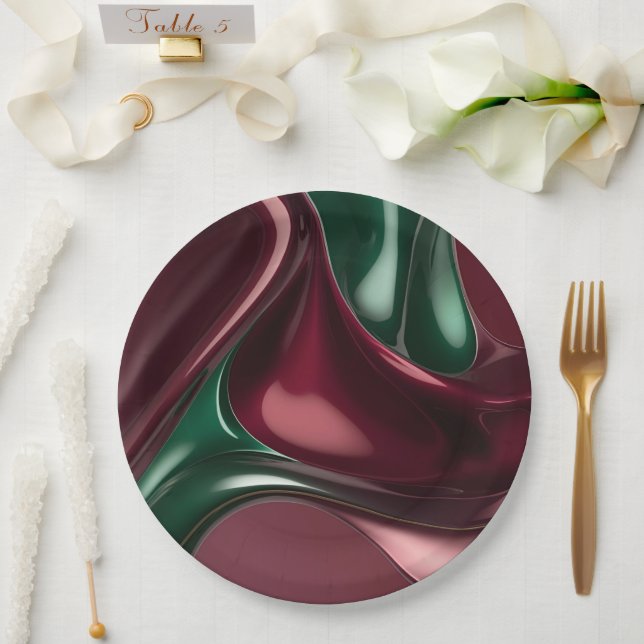 Round paper plate in stylish abstract graphic pappteller (Hochzeit)