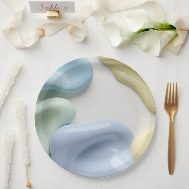 Round paper plate in stylish abstract graphic pappteller (Hochzeit)