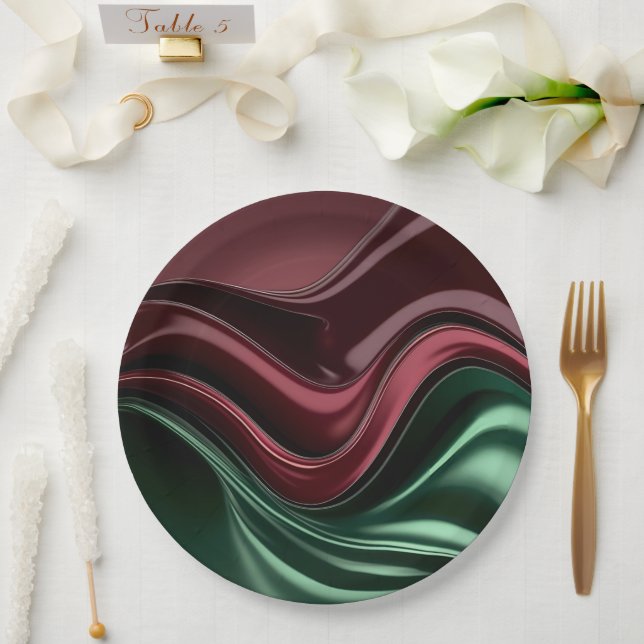 Round paper plate in stylish abstract graphic pappteller (Hochzeit)