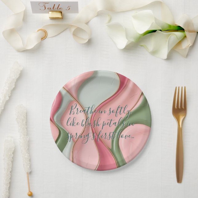 Round paper plate in stylish graphic pappteller (Hochzeit)