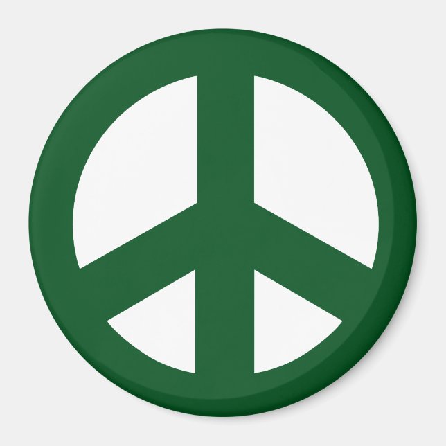 Round Peace Sign Magnet, Green on White Magnet (Vorne)