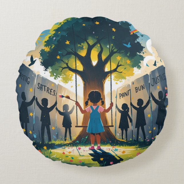 Round pillow, dream themed, fashion, trendy  rundes kissen (Vorderseite)