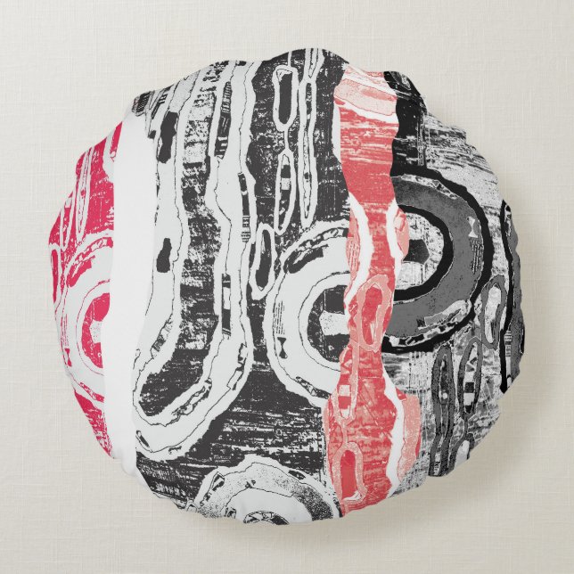 Round Pillow – Friction Lands Abstract Design Rundes Kissen (Rückseite)