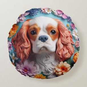 Round Pillow - King Charles Spaniel Rundes Kissen