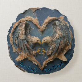 Round Pillow Paper Cut Eagle Two Souls One Heart Rundes Kissen