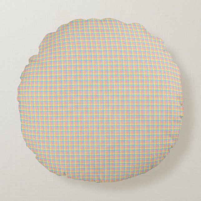 Round pillow with a colorful plaid pattern rundes kissen (Vorderseite)