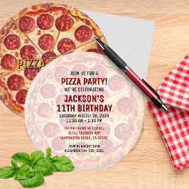 🍕 Round Pizza Party Geburtstag Einladung