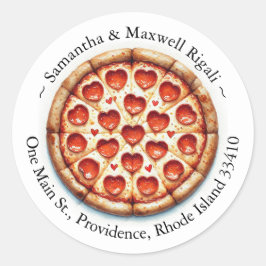 Round Pizza Stickers Rücksendeadressen-Aufkleber
