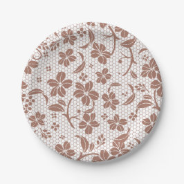 Round plate with a brown floral pattern pappteller