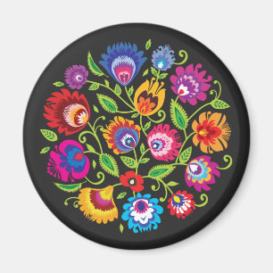 Round Polish folklore composition Magnet