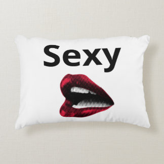 Round Pop Art Pillow Red Polka Dot Lips with Dekokissen