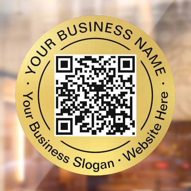 Round QR Code Circle Business Name Gold Hintergrun Fensteraufkleber (Blatt 2)