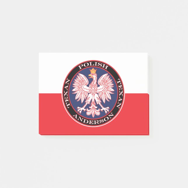 Round Red Polska Eagle Post-it Klebezettel (Vorderseite)