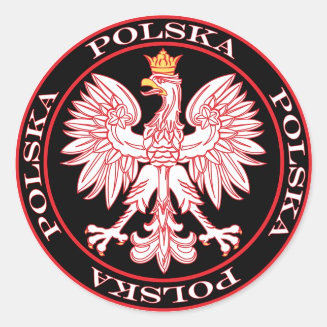 Round Red Polska Eagle Runder Aufkleber (Vorderseite)