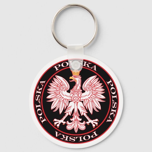 Round Red Polska Eagle Schlüsselanhänger (Vorderseite)