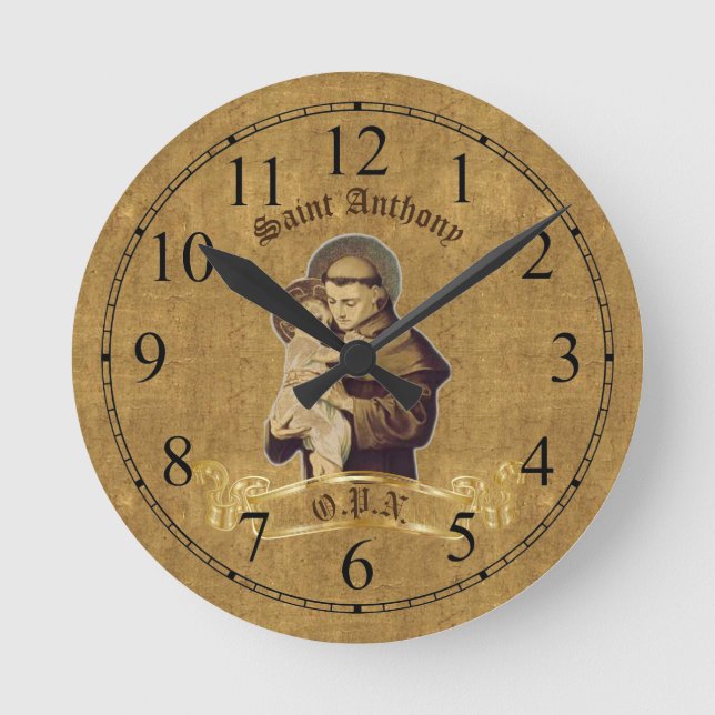 Round Saint Anthony Wall Clock Runde Wanduhr (Vorderseite)
