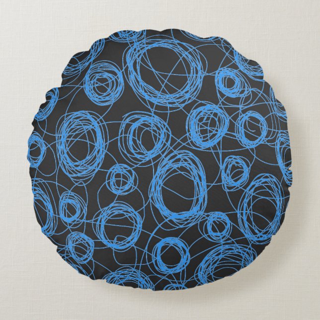 Round Scribbles Kid's Decor Rundes Kissen (Vorderseite)
