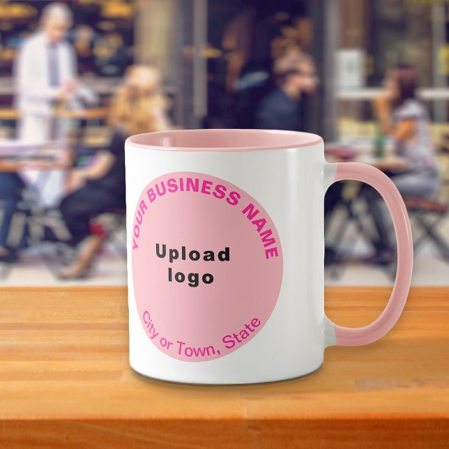 Round Shape-Business-Marke auf rosa Combo-Tasse Tasse (Build brand name awareness. Pink combo mug with round shape business brand.)