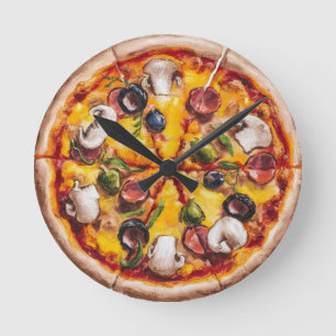 Round Shape Pizza Runde Wanduhr