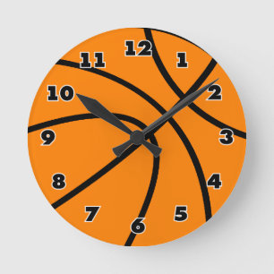 Round sports clock with basketball design runde wanduhr