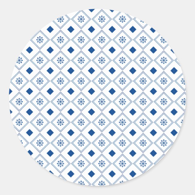 Round sticker design featuring a blue and white (Vorderseite)