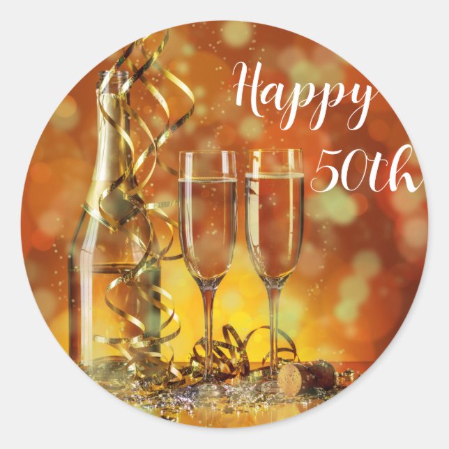 Round Sticker Happy 50h Jubiläum (Vorderseite)
