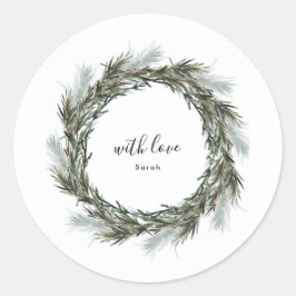 Round Sticker Pine Snow Wreath Weihnachtsfeiertag