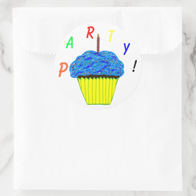 Round Stickers 1. Geburtstag Party Blue Cupcake (Tasche)