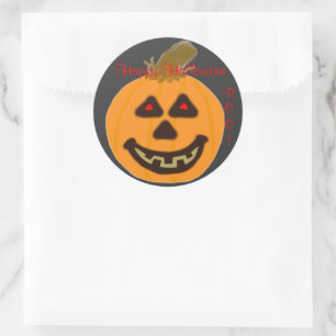Round Stickers Happy Halloween Lächeln Pumpkin