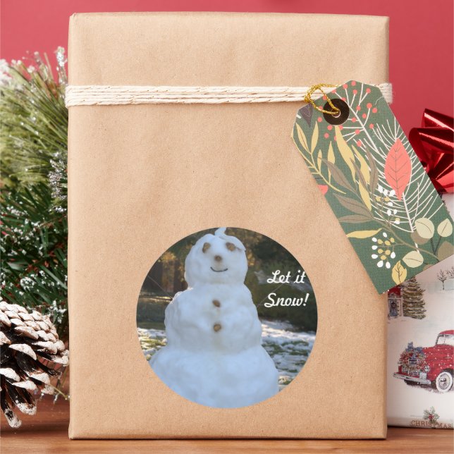 Round Stickers Let it Snow Snowman (Feiertag)